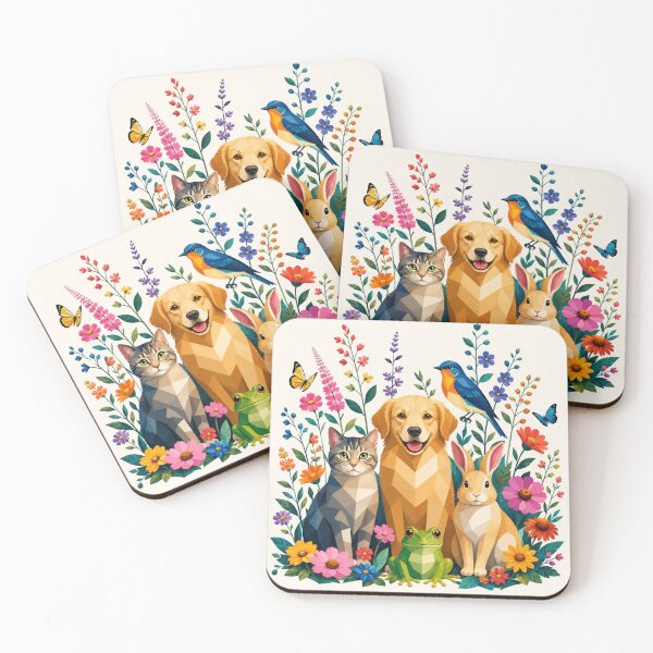 Item preview, Cute Animal Garden Vector Illustration | Cat Dog Frog Bird Rabbit Floral Graphic designed and sold by ArtoryNest.
