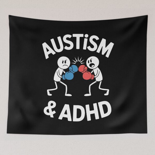 Item preview, Autism and ADHD Stickmen Boxing Funny Neurodivergent Gift designed and sold by Say It With Ink.