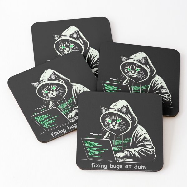 Item preview, Hacker Cat Programmer Fixing Bugs At 3am | Funny Coding Gift designed and sold by NUVYStudio.