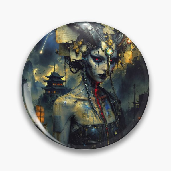 Artikelvorschau, Das Dorf: Cyberpunk-Dämon in asiatischer Landschaft entworfen und verkauft von Insomnia Art Designs.