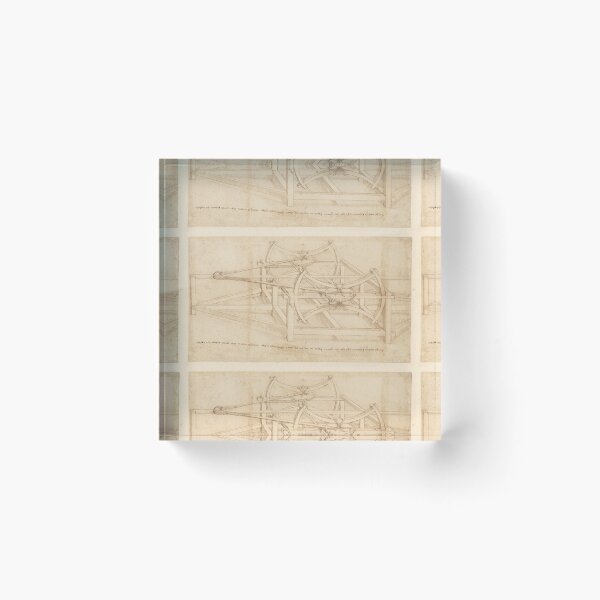 Item preview, Codex Atlanticus Mechanical Study by Leonardo da Vinci Renaissance Engineering Drawing Art Print designed and sold by artofuniverse.