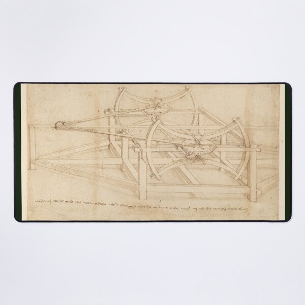 Item preview, Codex Atlanticus Mechanical Study by Leonardo da Vinci Renaissance Engineering Drawing Art Print designed and sold by artofuniverse.