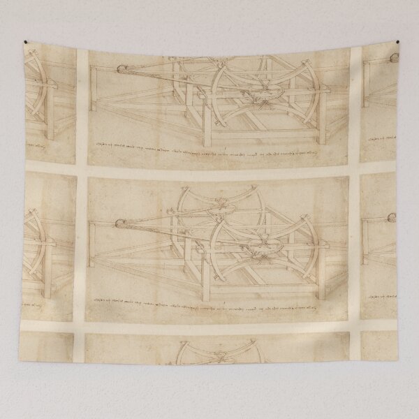 Item preview, Codex Atlanticus Mechanical Study by Leonardo da Vinci Renaissance Engineering Drawing Art Print designed and sold by artofuniverse.
