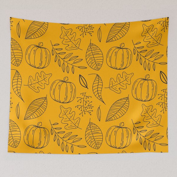Item preview, Autumn Pumpkin Leaves Doodle Pattern designed and sold by a-mine.