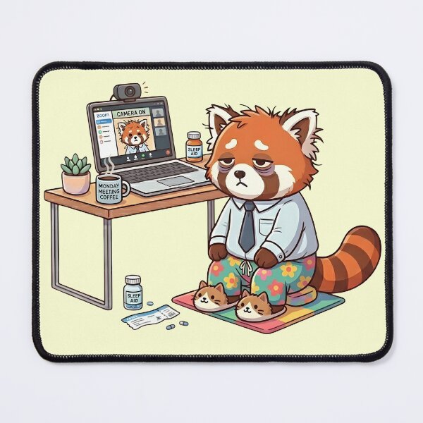 Item preview, Tired Red Panda Monday Meeting Funny Work From Home Zoom Meme T-Shirt designed and sold by Yesss-Mau.