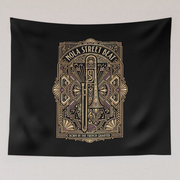 Item preview, Nola Street Beat Jazz Trombone Art Deco New Orleans designed and sold by SplashTastic.