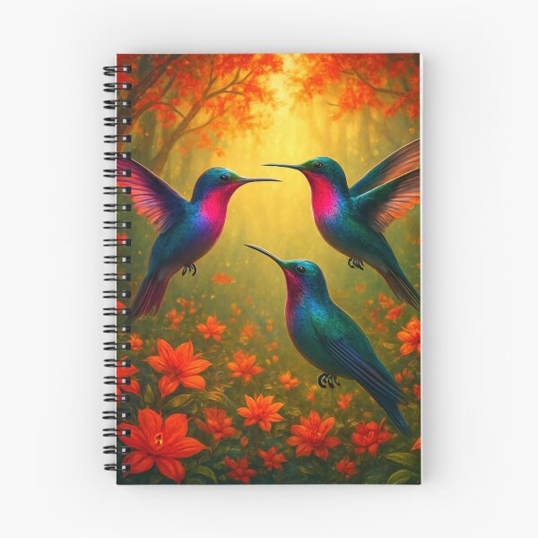 Item preview, Mega colorful hummingbirds at sunset. designed and sold by Knock on my door.