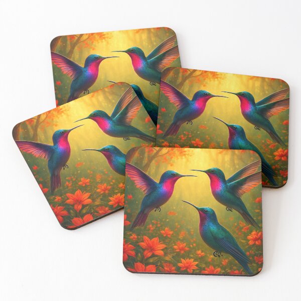 Item preview, Mega colorful hummingbirds at sunset. designed and sold by Knock on my door.