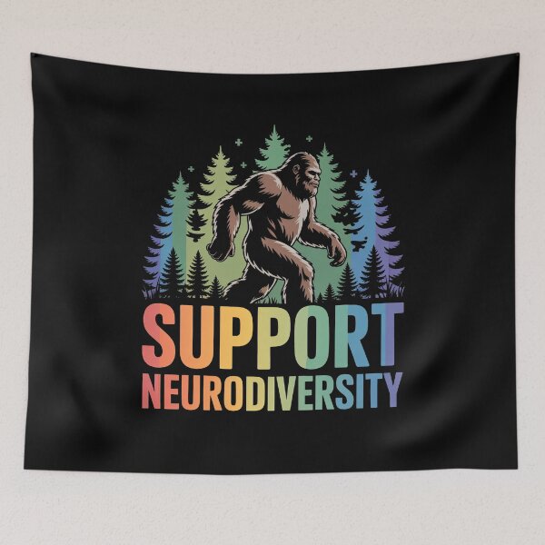 Item preview, Bigfoot Supports Neurodiversity Rainbow Forest Autism Gift designed and sold by Say It With Ink.
