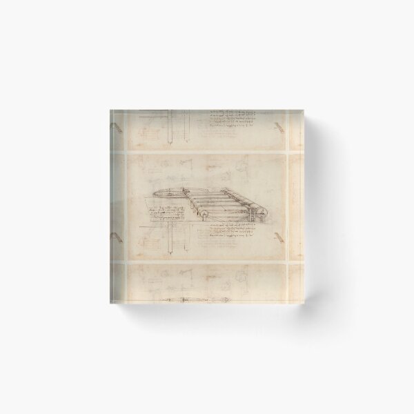 Item preview, Codex Atlanticus Mechanical Study by Leonardo da Vinci Renaissance Engineering Drawing Art Print designed and sold by artofuniverse.