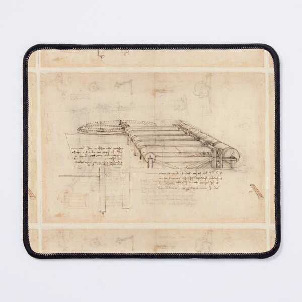 Item preview, Codex Atlanticus Mechanical Study by Leonardo da Vinci Renaissance Engineering Drawing Art Print designed and sold by artofuniverse.