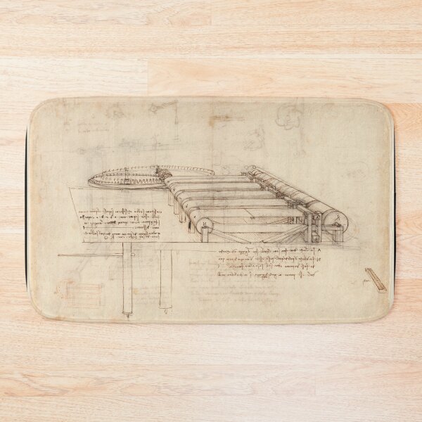 Item preview, Codex Atlanticus Mechanical Study by Leonardo da Vinci Renaissance Engineering Drawing Art Print designed and sold by artofuniverse.