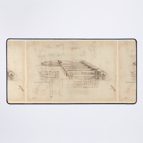 Item preview, Codex Atlanticus Mechanical Study by Leonardo da Vinci Renaissance Engineering Drawing Art Print designed and sold by artofuniverse.