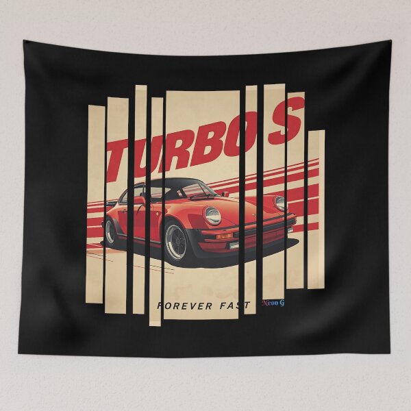 Item preview, Porsch 911 Turbo S inspired Design Vintage racing poster style, dynamic motion lines 16 designed and sold by Neon G.