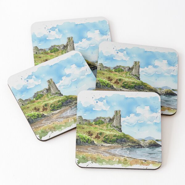 Item preview, Watercolour illustration of Dunure Castle, Ayrshire, Scotland designed and sold by davidelder.