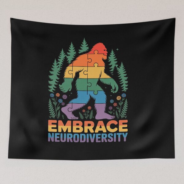 Item preview, Embrace Neurodiversity Bigfoot Puzzle Piece Rainbow Autism Gift designed and sold by Say It With Ink.