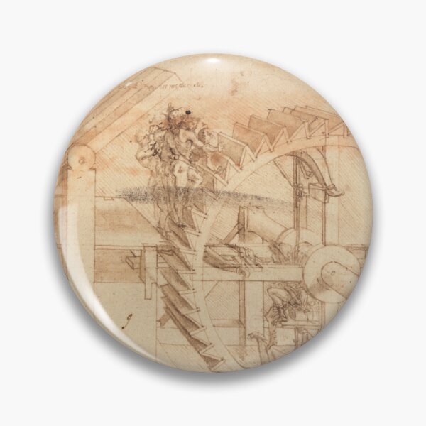 Item preview, Codex Atlanticus Mechanical Drawing by Leonardo da Vinci Renaissance Engineering Art Print designed and sold by artofuniverse.