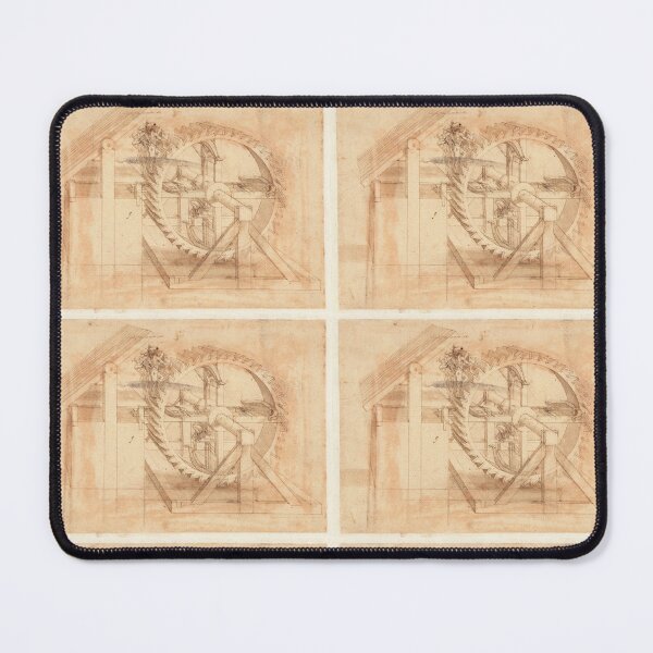 Item preview, Codex Atlanticus Mechanical Drawing by Leonardo da Vinci Renaissance Engineering Art Print designed and sold by artofuniverse.