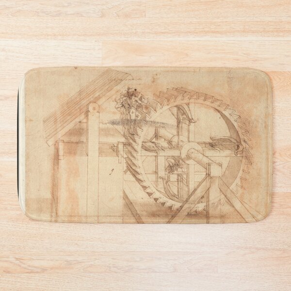 Item preview, Codex Atlanticus Mechanical Drawing by Leonardo da Vinci Renaissance Engineering Art Print designed and sold by artofuniverse.