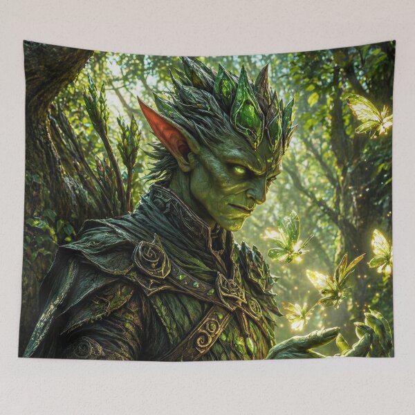 Item preview, Forest Elf Druid with Magic Butterflies | Mystical Nature Guardian Fantasy Art designed and sold by DrakariArt.