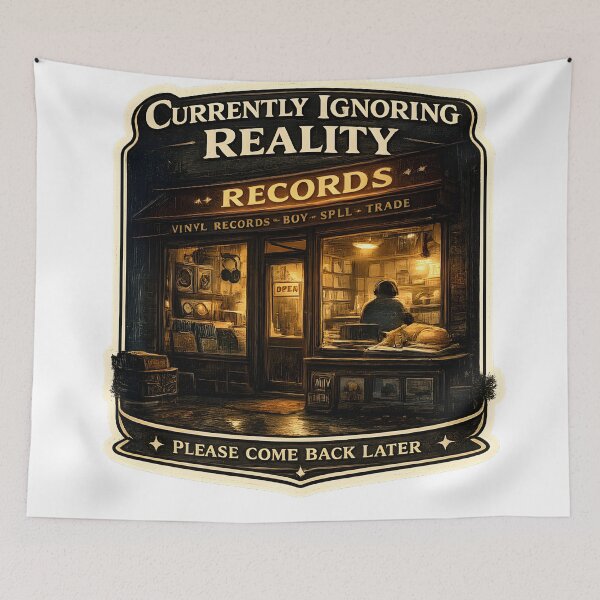 Item preview, Currently Ignoring Reality Vintage Record Store Music Aesthetic Artwork designed and sold by StickyGuys.