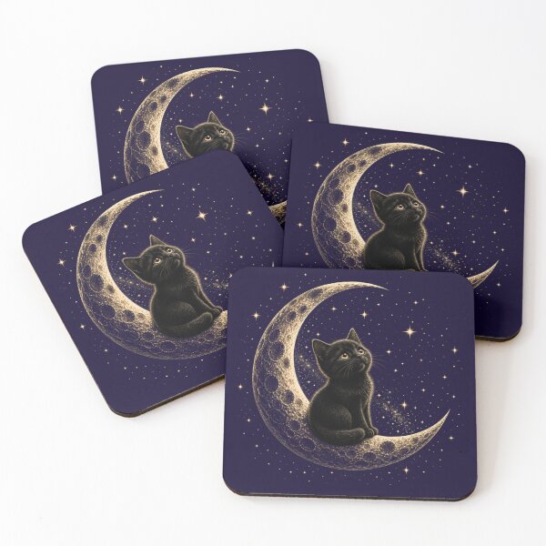 Item preview, Black Cat on Crescent Moon – Magical Night Sky Aesthetic Design designed and sold by BlueMile.