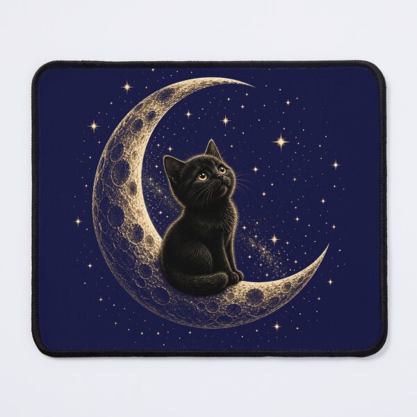 Item preview, Black Cat on Crescent Moon – Magical Night Sky Aesthetic Design designed and sold by BlueMile.