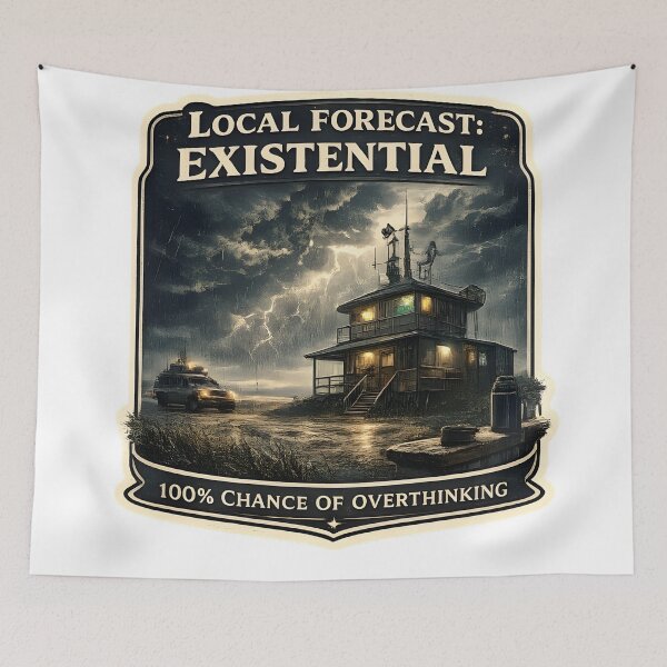 Item preview, Local Forecast Existential Vintage Storm Weather Aesthetic Artwork designed and sold by StickyGuys.