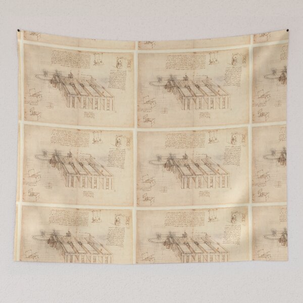 Item preview, Codex Atlanticus Cloth Shearing Machine by Leonardo da Vinci Renaissance Engineering Art Print designed and sold by artofuniverse.