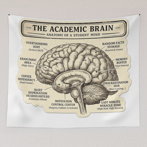 Item preview, Academic Weapon Brain Anatomy – Funny Vintage Student Brain Art | Overthinking Student Gift designed and sold by irfanshikh.