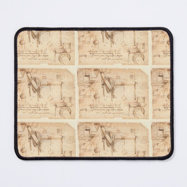 Item preview, Codex Atlanticus Mechanical Studies by Leonardo da Vinci Renaissance Engineering Art Print designed and sold by artofuniverse.