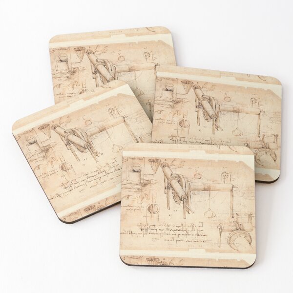 Item preview, Codex Atlanticus Mechanical Studies by Leonardo da Vinci Renaissance Engineering Art Print designed and sold by artofuniverse.