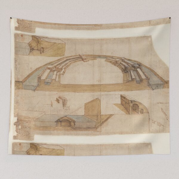 Item preview, Codex Atlanticus Folio 116r by Leonardo da Vinci Architectural Engineering Art Print designed and sold by artofuniverse.