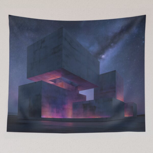 Item preview, Monolithic Brutalist Concrete Architecture Galactic Night designed and sold by LuminousFoundry.
