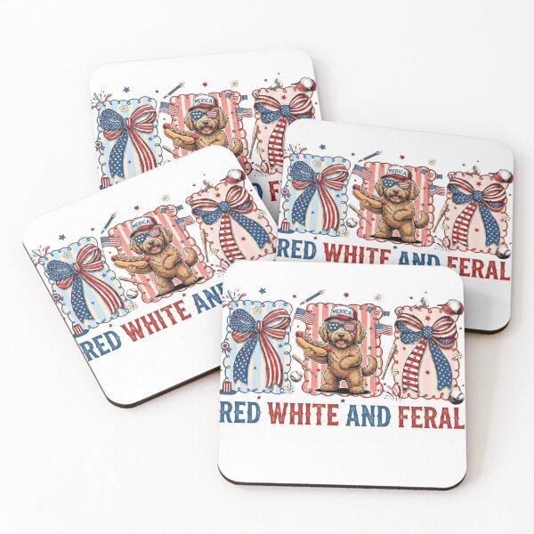 Item preview, Red White And Feral Goldendoodle 4th Of July Patriotic Art designed and sold by VGAfanatic.