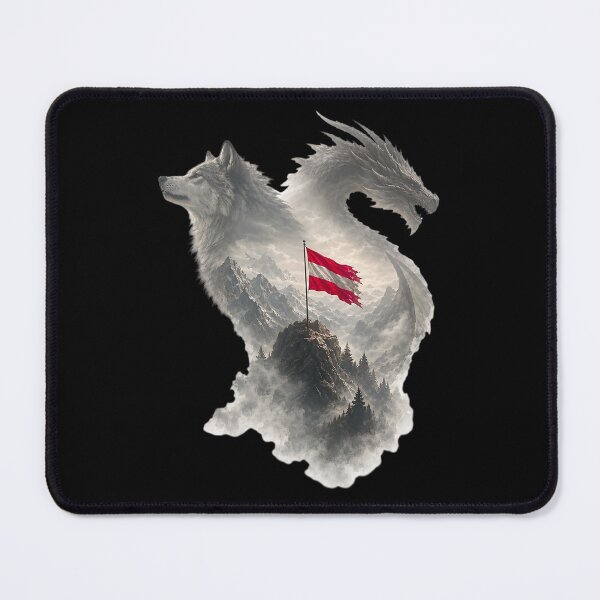 Item preview, Dragon and wolf with Austrian flag. designed and sold by ReneMM.