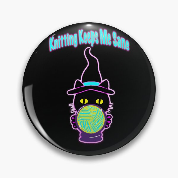Item preview, Knitting Keeps Me Sane Sticker – Cute Witch Cat Yarn, Cozy Knitting Humor, Neon Aesthetic designed and sold by ArtyWares.