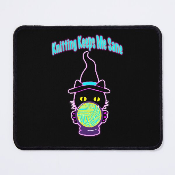 Item preview, Knitting Keeps Me Sane Sticker – Cute Witch Cat Yarn, Cozy Knitting Humor, Neon Aesthetic designed and sold by ArtyWares.
