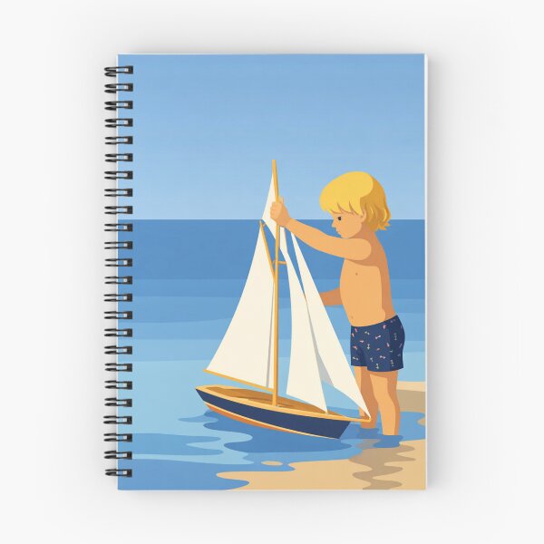 Item preview, Child Playing Sailboat Beach Minimal Illustration designed and sold by Creative_Canvas.