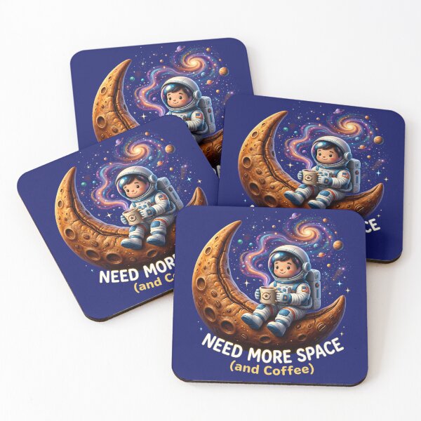 Item preview, Need More Space and Coffee Sticker Astronaut Moon Galaxy Decal designed and sold by NativeHue Oficial.