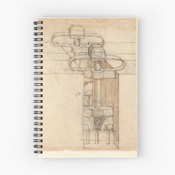 Item preview, Codex Atlanticus Folio 14r by Leonardo da Vinci Renaissance Mechanical Invention Art Print designed and sold by artofuniverse.