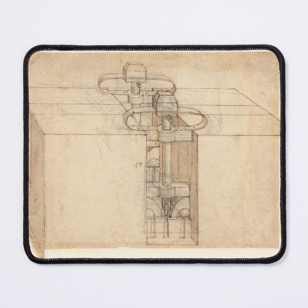 Item preview, Codex Atlanticus Folio 14r by Leonardo da Vinci Renaissance Mechanical Invention Art Print designed and sold by artofuniverse.
