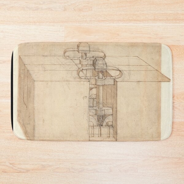 Item preview, Codex Atlanticus Folio 14r by Leonardo da Vinci Renaissance Mechanical Invention Art Print designed and sold by artofuniverse.