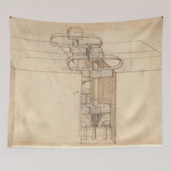 Item preview, Codex Atlanticus Folio 14r by Leonardo da Vinci Renaissance Mechanical Invention Art Print designed and sold by artofuniverse.