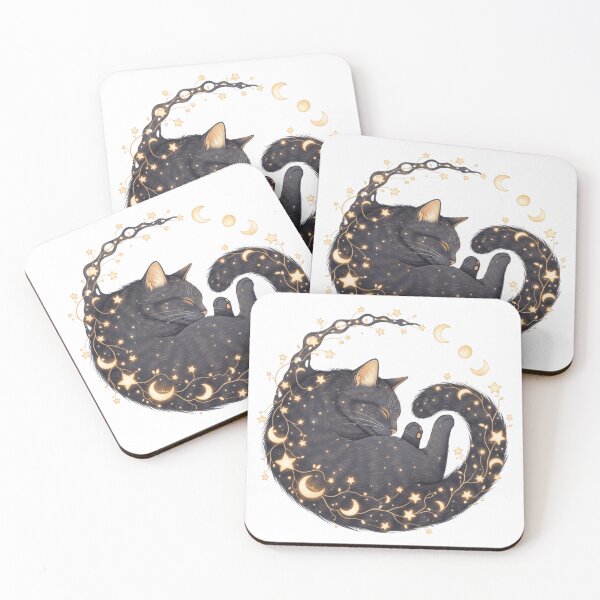 Item preview, Sleeping Black Cat Moon Stars Wreath designed and sold by AbanoubStore.