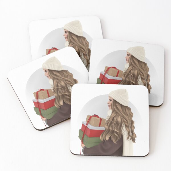 Item preview, Cozy Winter Girl with Christmas Gifts designed and sold by katemaxi.