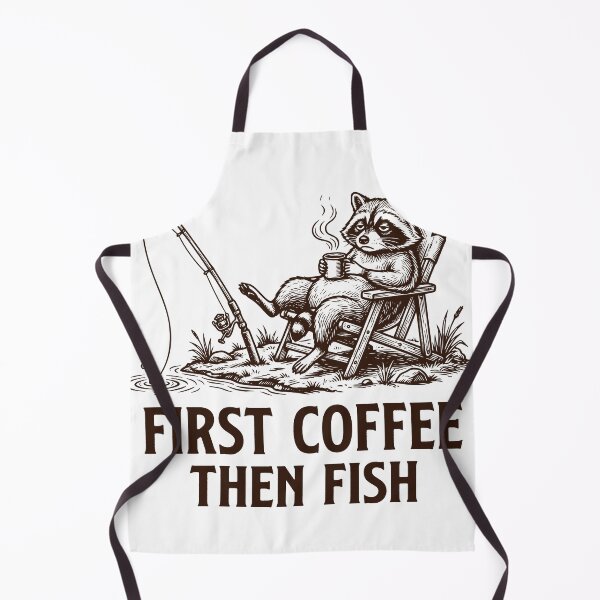 Item preview, First Coffee Then Fish Raccoon, Funny Fishing Humor Design designed and sold by TeeVerse27.