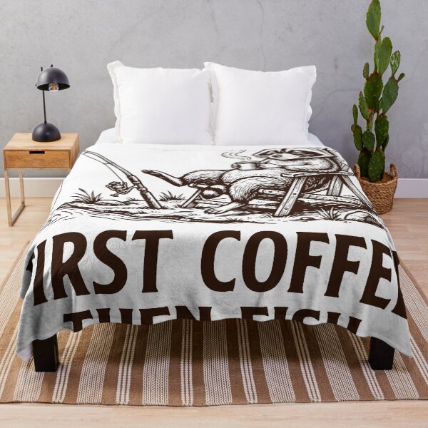 Item preview, First Coffee Then Fish Raccoon, Funny Fishing Humor Design designed and sold by TeeVerse27.