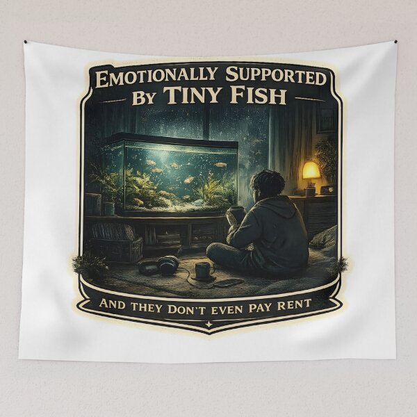 Item preview, Emotionally Supported By Tiny Fish Cozy Aquarium Aesthetic Artwork designed and sold by StickyGuys.