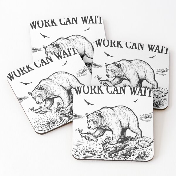 Item preview, Work Can Wait Fishing Bear, Funny Fishing Life Design designed and sold by TeeVerse27.